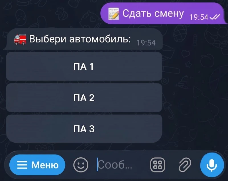 Реальный экран FireBot: выбор автомобиля